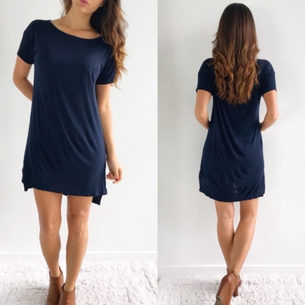 T by Alexander Wang Jersey Knit T-Shirt Dress Navy Size XS
